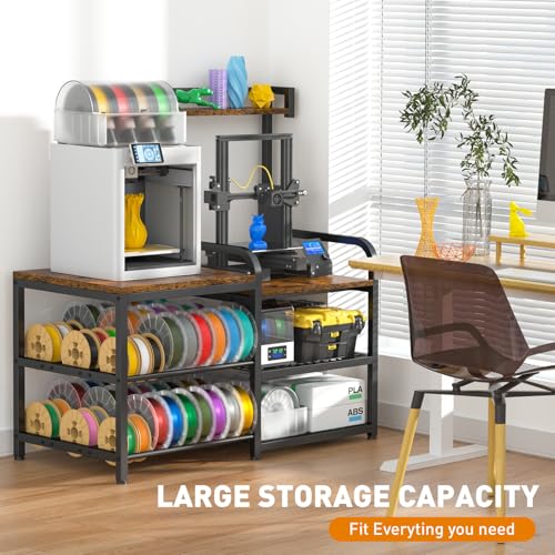 Dual‑Zoned 3D Printer Table with Filament Storage&AMS System Storage Shelf.
