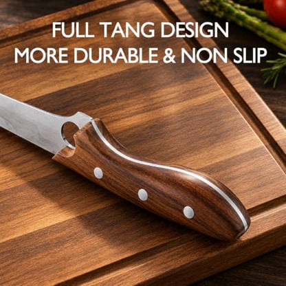imarku Boning Knife 7.8 Inch for Meat Cutting High Carbon Stainless Steel - color: Ash Wood Brown