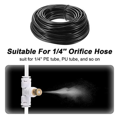 Honoson 32 Pieces 1/4" Brass Misting Nozzles Kit with 0.03 cm Orifice Thread Gold Nozzles for Patio Misting System Outdoor Cooling System Garden Water Mister