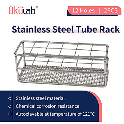 Test Tube Rack, 2pcs of 12 Holes Stainless Steel Test Tube Racks, Suitable for Tubes of Dia.≤21mm, Wire Constructed Test Tube Holder, for Classroom, Lab, TTRS12A2 - size: 2 Pcs of 12 Holes,for Tubes of Dia.≤21mm