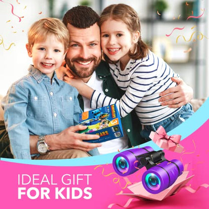 Girls Toys Age 3-7: LET'S GO! Compact Bird Watching Binoculars for Kids Ages 3 4 5 6 7 Year Old Girl Boy Gifts Idea Outside Travel Educational Toy for Kid Preschool Toddler Stocking Stuffers - color: Purple