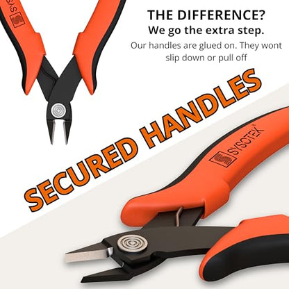 Flush Cutters, Precision Wire Cutters, Diagonal Cutters for Zip Ties, Electronics, Jewelry Making, 3D Printer Filament, Small Wire, Crafting, Models & Fiber Optic Tools