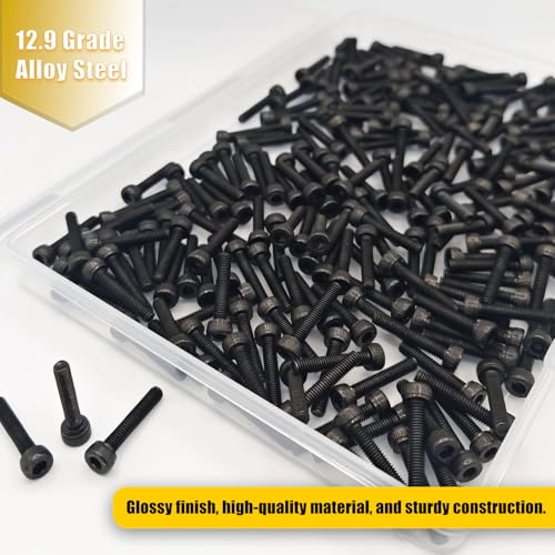 M3x16mm Screws 230pcs Hex Socket Cap 12.9 Steel Black Zinc Fully Thread - size: M3*16mm 230pcs