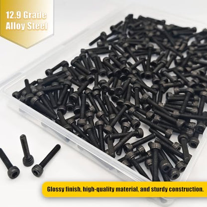 M3x16mm Screws 230pcs Hex Socket Cap 12.9 Steel Black Zinc Fully Thread - size: M3*16mm 230pcs