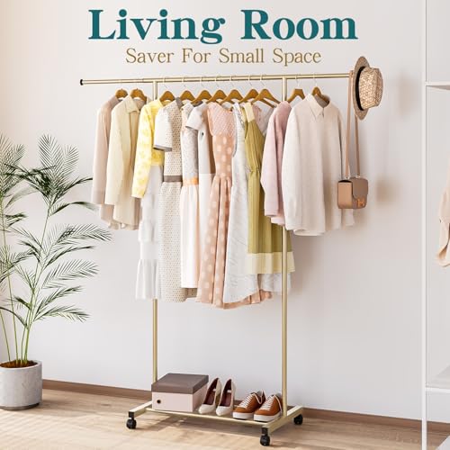 SUOERNUO Clothes Rack with Lockable Wheels Garment Rack for Hanging Clothes