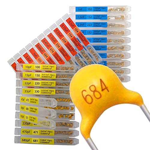 EEEEE 30 Value 300 pcs Multilayer Monolithic Ceramic Capacitor Assortment kit 10pf－10uF Individual Box Lid pf nf uf (300 pcs) - style: 300 pcs