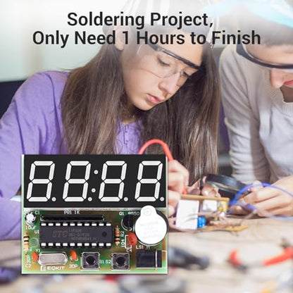 2 Pack, MiOYOOW 4-Digit Digital Clock Kits with PCB, DIY Alarm Clock Soldering Project Kit for Learning Electronics Soldering Practice with English Instructions - color: 2 Pack-4 Digit Clock Kit(0.56 Inch)