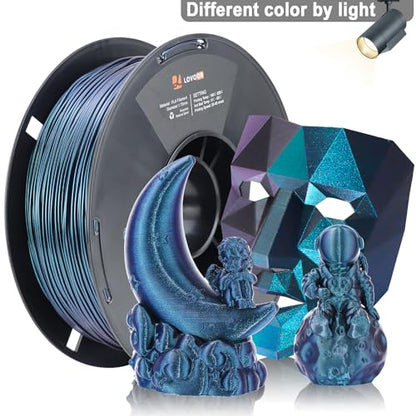 LOVOON 3D PLA Filament 1.75mm Sparkle Glitter, Burnt Titanium 3D Printer Filament, Sparkle in Sunlight Filament, Subtle Glitter Color Change, Galaxy Blue(Light Blue), 1KG(2.2lbs)/Spool - color: Glitter Blue, size: 1 kg