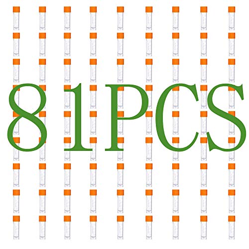 81PCS Cryo Tubes 2ml, Plastic Small vials with Screw caps Sample Tubes,PP Material ，with Silica Gel Gasket，Free from DNase, RNase, Human DNA - size: 2ml 81PCS