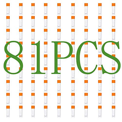 81PCS Cryo Tubes 2ml, Plastic Small vials with Screw caps Sample Tubes,PP Material ，with Silica Gel Gasket，Free from DNase, RNase, Human DNA - size: 2ml 81PCS