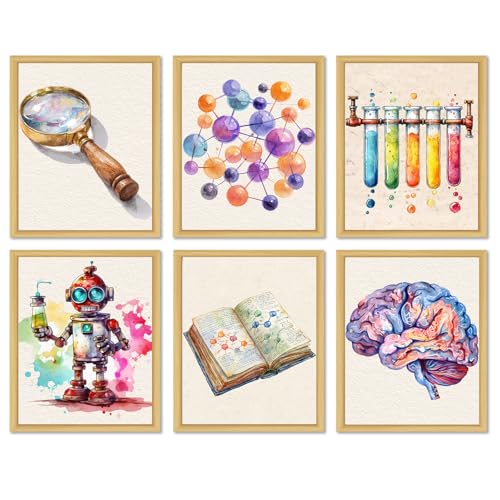 Science Biology Chemistry Posters for Classroom,Scientific Wall Decor - color: Vintage Watercolor
