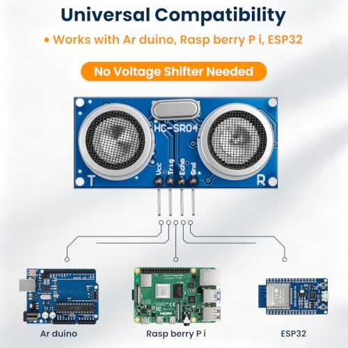 10PCS HC-SR04 Ultrasonic Sensor Module Distance Measuring Transducer for Ar duino UNO ME GA Nano Rasp Berry P i, 0.3cm High Precision Sonar Sensor with Jumper Wires for STEM Robotics Projects