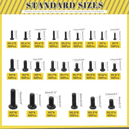 1200PCS Metric Micro Screws - M1 M1.2 M1.4 M1.6 M1.7 M2.4 M2.5 M3