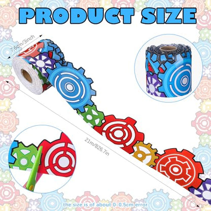 Outus 68 ft Gears Bulletin Board Borders, Engineering Science Trim - size: 2.99 Inches, style: Gear Shape