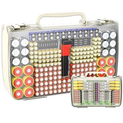 Battery Organizer Storage Case with Tester for 269 Batteries, Double Sides - color: White