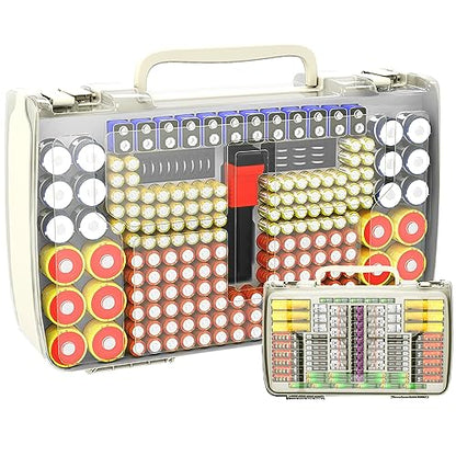 Battery Organizer Storage Case with Tester for 269 Batteries, Double Sides - color: White