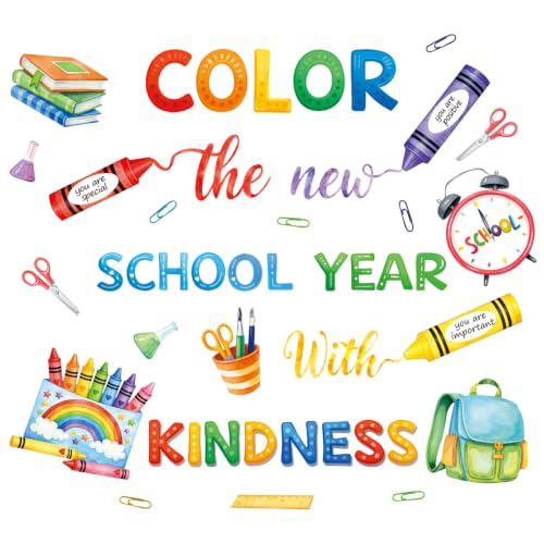 LHIUEM Inspirational Quote Wall Sticker Color Crayon Schoolbag Wall Decal - color: School Year