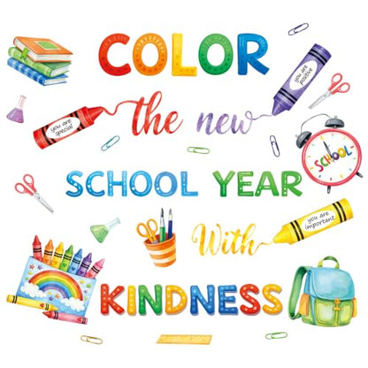 LHIUEM Inspirational Quote Wall Sticker Color Crayon Schoolbag Wall Decal - color: School Year