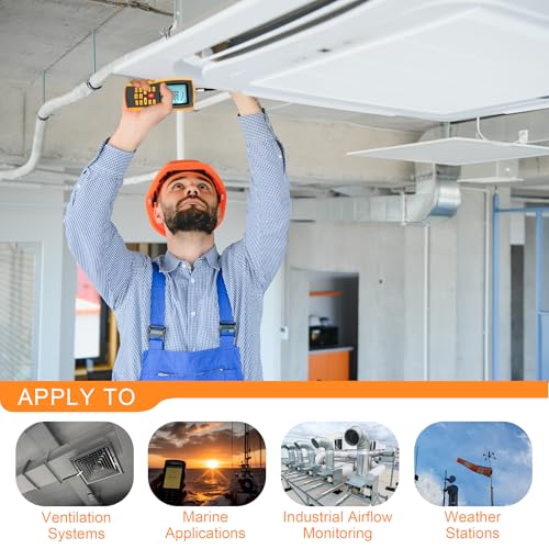 Hotwire Anemometer Handheld Anemometer with Telescopic Probe Wind Speed Meter with Backlight for Airflow Air Velocity Temperature CFM Meter Used in HVAC, Marine (Model AMF029) - size: Model 2