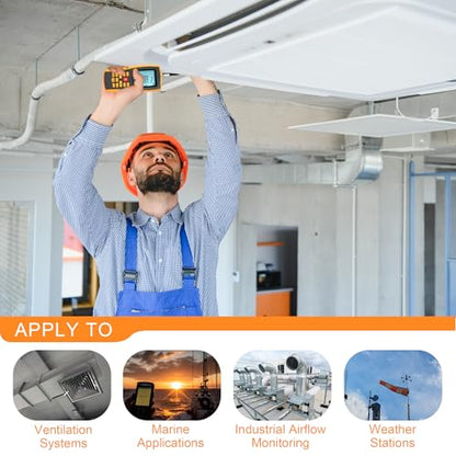 Hotwire Anemometer Handheld Anemometer with Telescopic Probe Wind Speed Meter with Backlight for Airflow Air Velocity Temperature CFM Meter Used in HVAC, Marine (Model AMF029) - size: Model 2