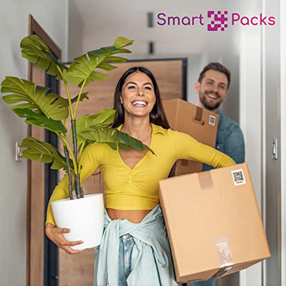 SmartPacks QR Stickers - Premium Smart Labels for Storage Bins | Advanced Pack and Track Labels with QR Code for Inventory, Storage, Moving | 48 Stickers