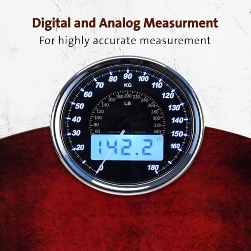 EILISON 2-in-1 Digital & Analog Bathroom Scale, 400 lbs, Large Display - color: Red