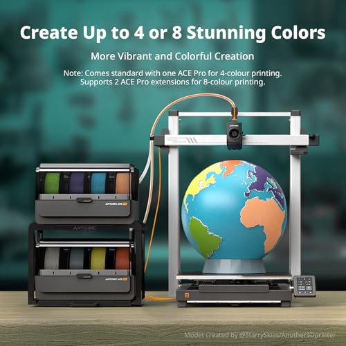 (Bundle Anycubic Kobra 3 Max Combo) Anycub 3D Printer, Support Multi Color Printing 600mm/s High-Speed Printing, Large Build Volume 420x420x500mm