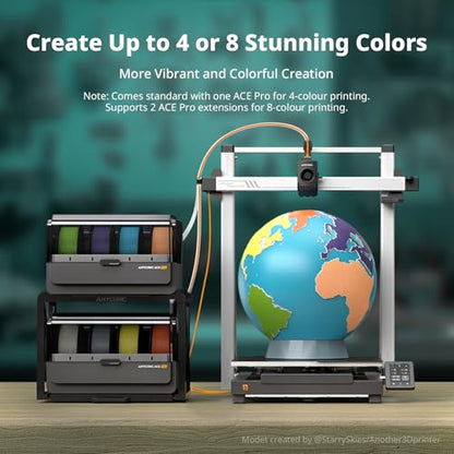 (Bundle Anycubic Kobra 3 Max Combo) Anycub 3D Printer, Support Multi Color Printing 600mm/s High-Speed Printing, Large Build Volume 420x420x500mm