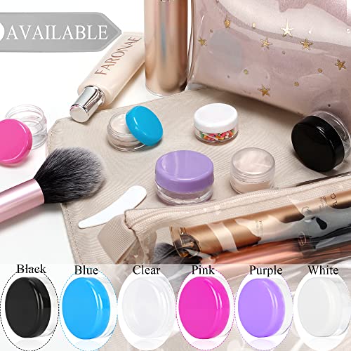 100PCS 5 Gram Sample Containers, 5ml Empty Jars with Lids, Small Cosmetic Containers, Mini Sample Jars with 8PCS Mini Spatulas for Make Up, Oils, Lotion, Powder, Paint, Jewelry, Lip Balms(Pink Lid) - color: Pink, size: 100 Count