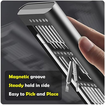 Precision Screwdriver Set, 27 in 1 Small Screwdriver Set Magnetic, Mini S2 Steel Bits with Tweezers, Magnetic Mini Repair Tool Kit for Laptop, Phone, PC, Glasses, Watch, Electronic