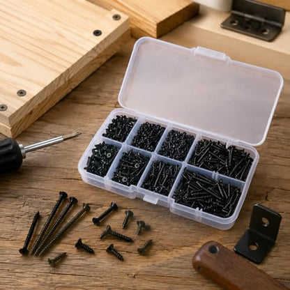Generic Black Phillips Self Tapping Screw Assortment Kit Miniature Hardware Fasteners 800 Pieces for Electronics