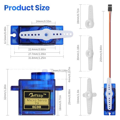 SG90 9g Micro Servo Motors, 3-Pack