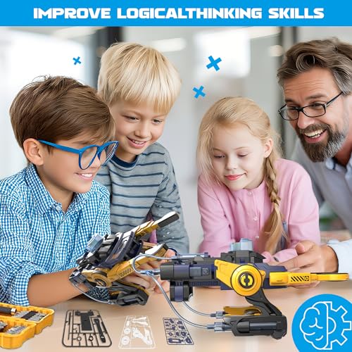 Robotic Mechanical Hand STEM Toy, DIY Engineering Kit for Kids 8+ (Yellow) - color: Yellow