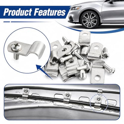 12PCS 1/4" Brake Line Clips Stainless Steel,Brake Line Clamps with 12PCS Screws Kit for Fixing Brakes Lines,Universal Brakes Clips Car Accessories for Cars,SUVs,Trucks