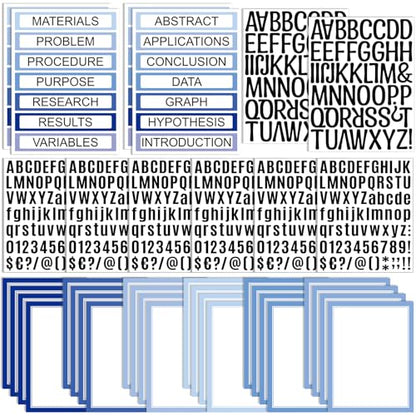 PerKoop 36 Sheets Science Fair Board Poster Boards Supplies 24 Self Adhesive Presentation Subtitles 4 Science Fair Project Titles 8 Personalized Letter Sticker for Classroom(Gradient Blue) - color: Gradient Blue