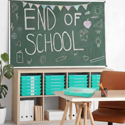 Tinlade 6 Pcs Classroom Paper Storage Bins with Lids, 13x10, Teal - color: Teal