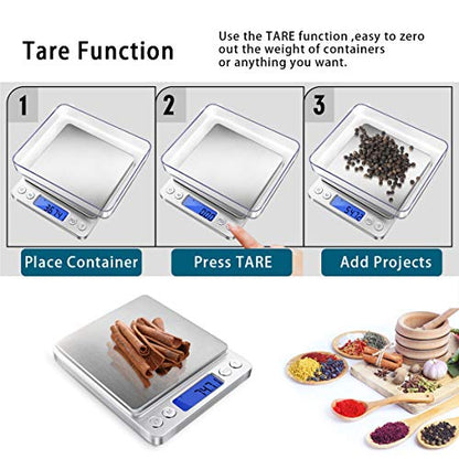 Fuzion Digital Gram Scale .01 Gram Accuracy, 500g Small Jewelry Scale - color: Silver