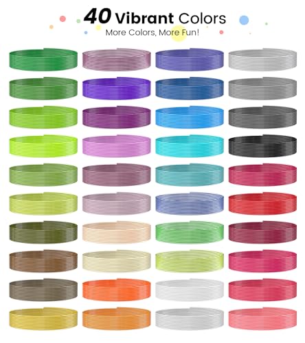 YEETIN 3D Pen Filament Refills, 40 Colors, 16 ft per Color, 640 ft Total - color: 40 Colors