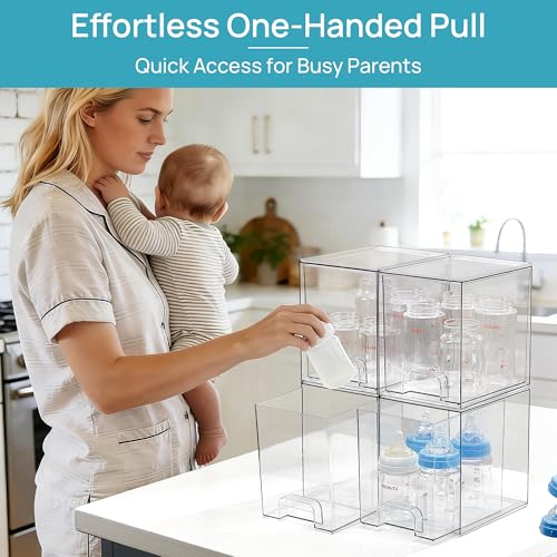 Vtopmart Clear Stackable Storage Drawers, 4 Pack Tall Plastic Organizers - style: High-4pack-Clear