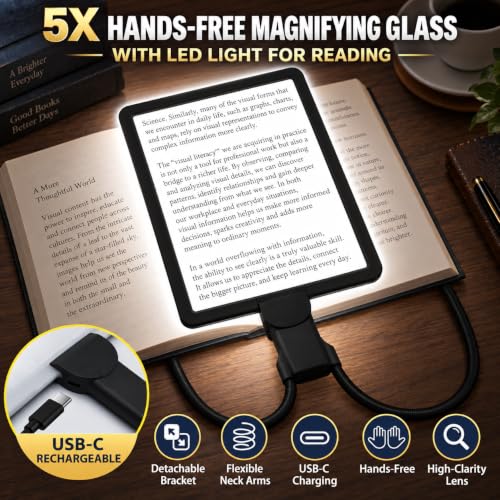 5X Neck Magnifying Glass with Light Hands Free,Cross Stitch Magnifier