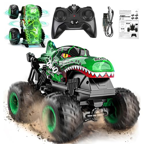 BEZGAR Monster Truck Toys, 1:20 Remote Control Car with Light & Music - color: Green