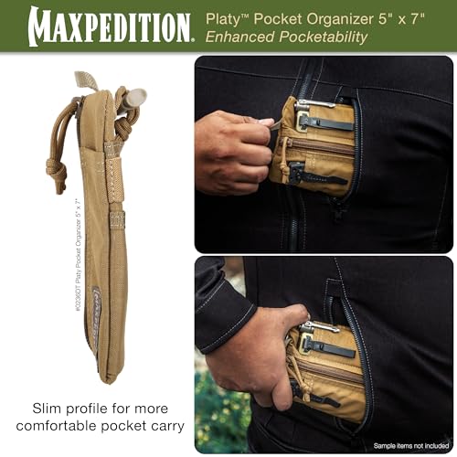 Maxpedition Platy Pocket Organizer, EDC Tool Pouch, Neck Wallet - color: Dark Tan, size: 5" x 7"