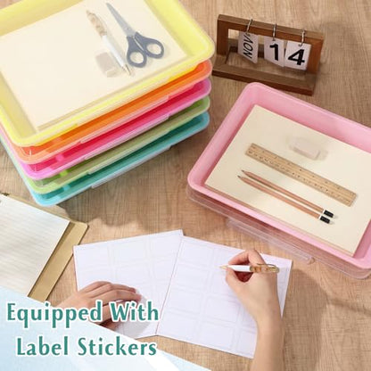Tinlade 12 Pcs Classroom Paper Storage Bins with Lids, Macaron, 13x10in - color: Macaron