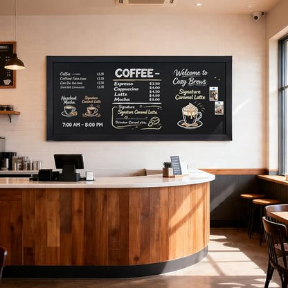 SELEAD Magnetic Chalkboard Words Sign - 55" x 25", Black Solid Wood Frame - color: All Black, size: 25"W x 55"H