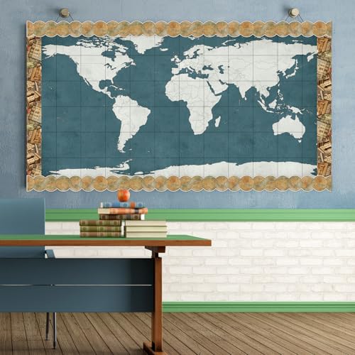 Containlol 118ft Bulletin Board Border Classroom Border, World Map Style - style: World Map Style