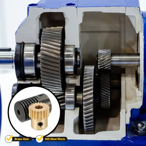 uxcell Worm Gear Set 20T 0.5 Module 20:1 Reduction Rate, Right Rotation Drive Gear Box Wheel Reduce Transmission Part (Brass Gear-4mm Bore, #45 Steel Rod 4mm Bore) - size: Gear-4mm, Rod-4mm Bore, style: 0.5M-20T