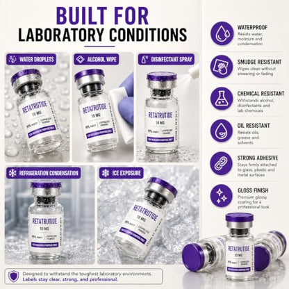 Custom Peptide Vial Labels 1.5 x 0.75 Waterproof Vinyl Stickers for Bottles