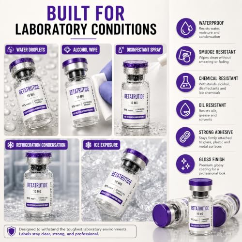 Custom Peptide Vial Labels 1.5 x 0.75 Waterproof Vinyl Stickers for Bottles