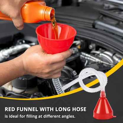 19Pcs Flexible Hose Funnel kit, Sturdy Plastic Automotive Funnel Set, Practical car Funnel Set, Versatile funnels for Automotive use for Oil, Coolant & Recessed Fillers