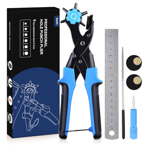 Diyife Professional Leather Hole Puncher, Punch Tool Kits for Belts, Blue - color: Blue